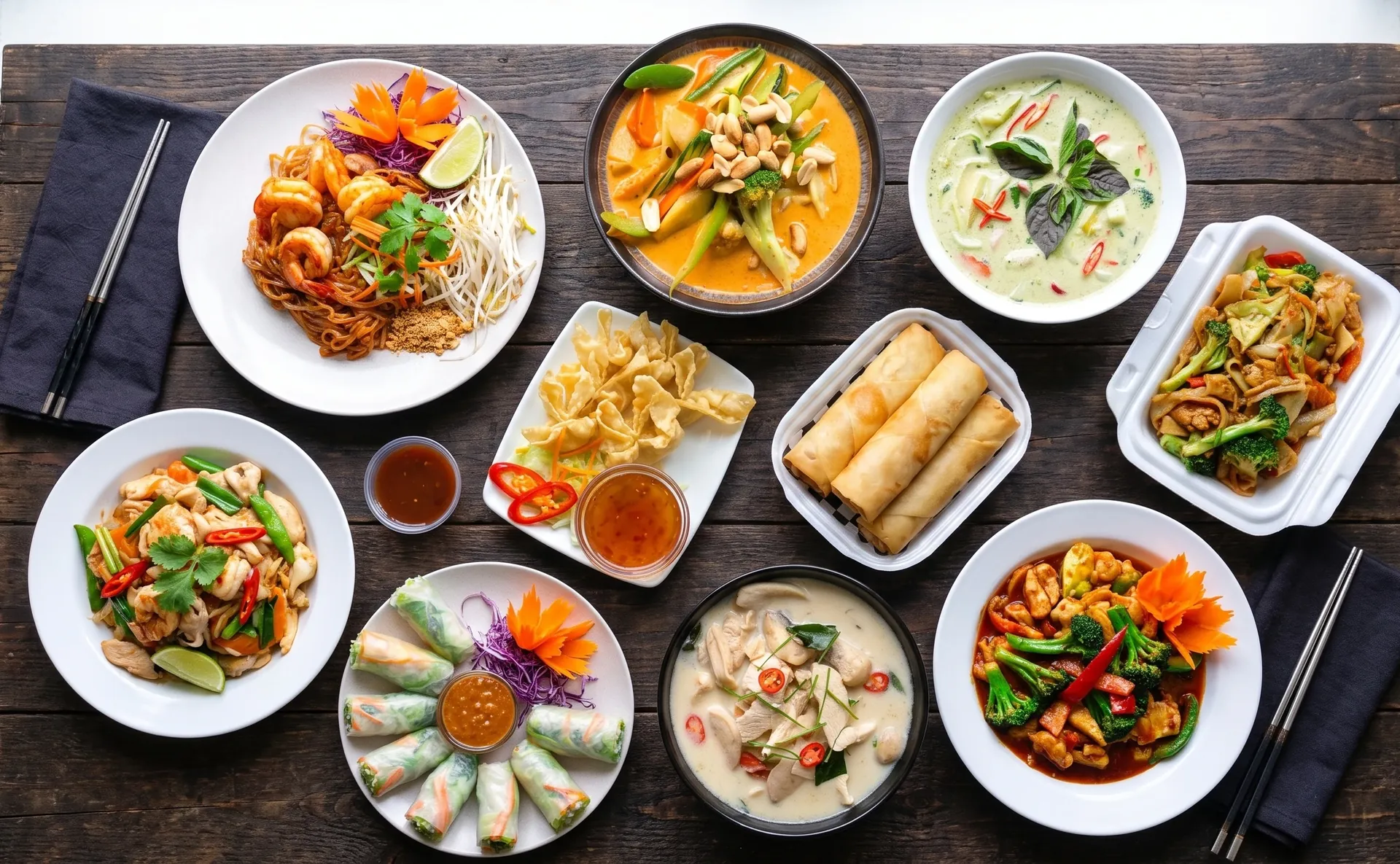 A spread of home-style dishes from the Shaba Thai Cuisine menu in downtown Winnipeg